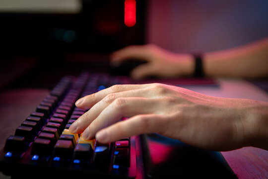 Closeup of Hands using keyboard and mouse