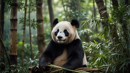 Obraz premium Panda in bamboo forest