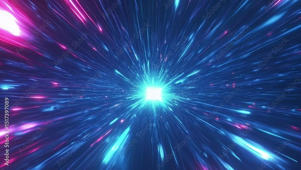 Poster video of speed of light. abstract tunnel speed light starburst background dynamic technology concept