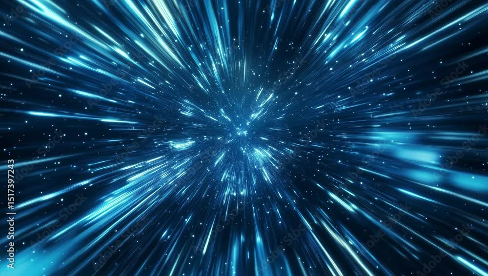 Poster video of speed of light. abstract tunnel speed light starburst background dynamic technology concept