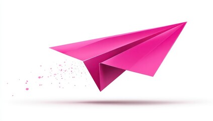 Fototapeta premium Pink paper airplane, flight, bright
