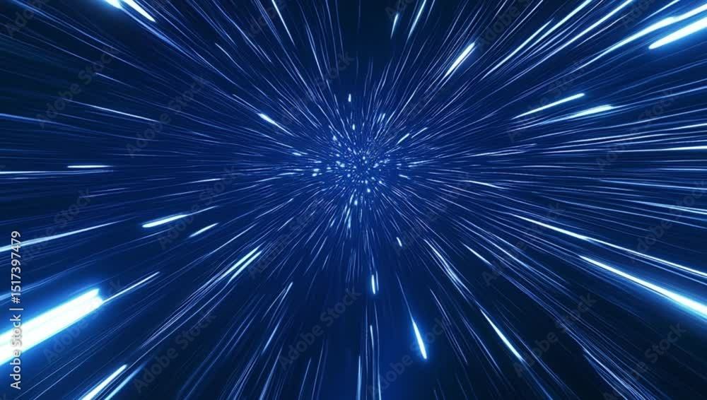Aufkleber video of speed of light. abstract tunnel speed light starburst background dynamic technology concept
