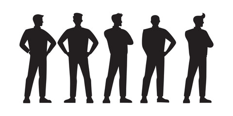 Male Standing Silhouettes Clipart Pack Vector Human Figure Set