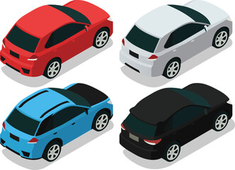 Isometric family car hatchback, crossover