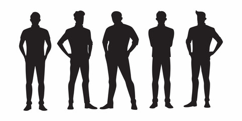 Male Standing Silhouettes Clipart Pack Vector Human Figure Set