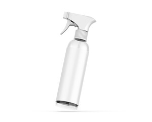 Transparent trigger spray bottle mockup on isolated white background, 3d illustration