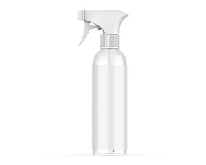 Transparent trigger spray bottle mockup on isolated white background, 3d illustration