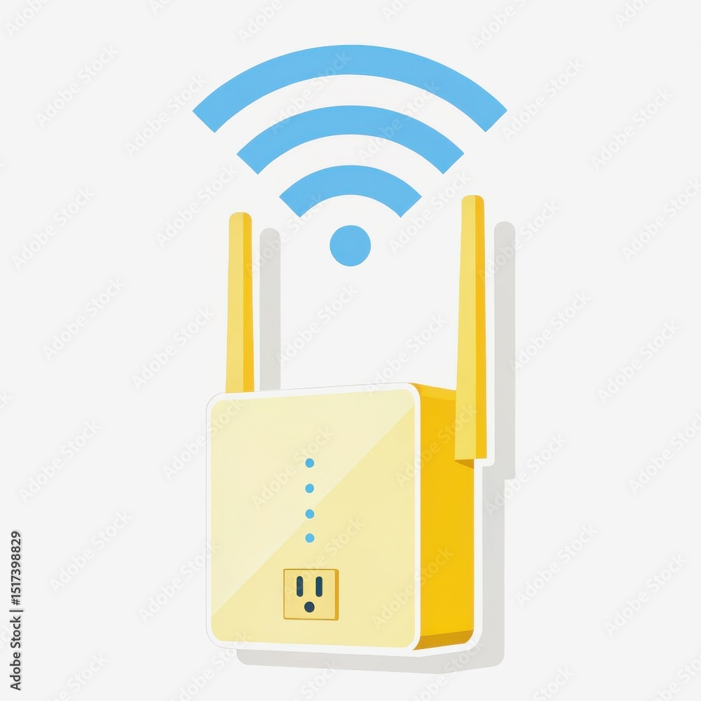 Poster wifi extender concept. wireless router with signal waves in a modern design.