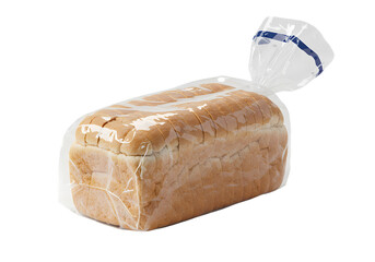 A Loaf of Whole Wheat Bread Freshly Baked and Sealed in a Clear Plastic Bag isolated on transparent baackground