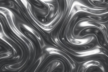 Real Chrome Metallic Texture with Abstract Reflective Waves – Futuristic Material Surface