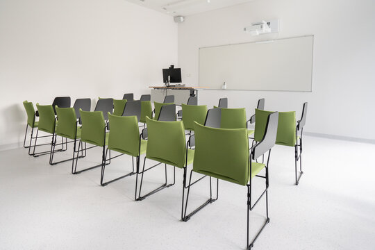 Empty Lecture Room with Whiteboard
