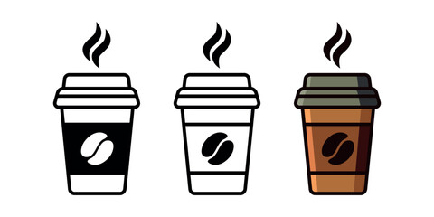 coffee cup paper icon collection isolated illustration