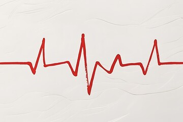 Minimal hand-drawn heartbeat line symbol in red on white background.