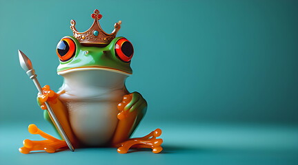 A cute frog wearing a kings crown