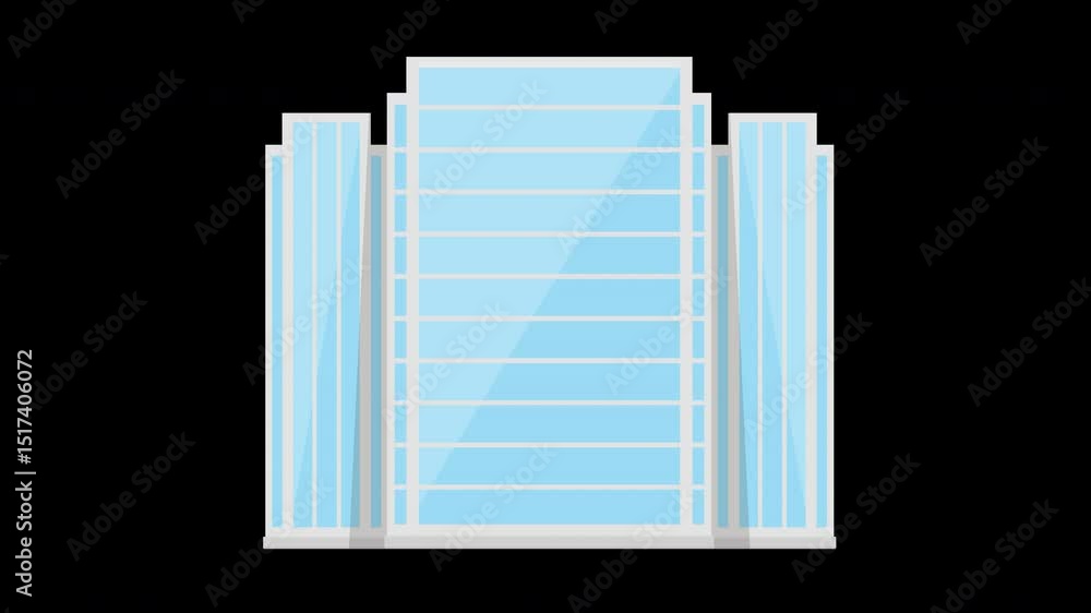 Poster modern cityscape: animated building design for urban visualization project on a transparent backgrou