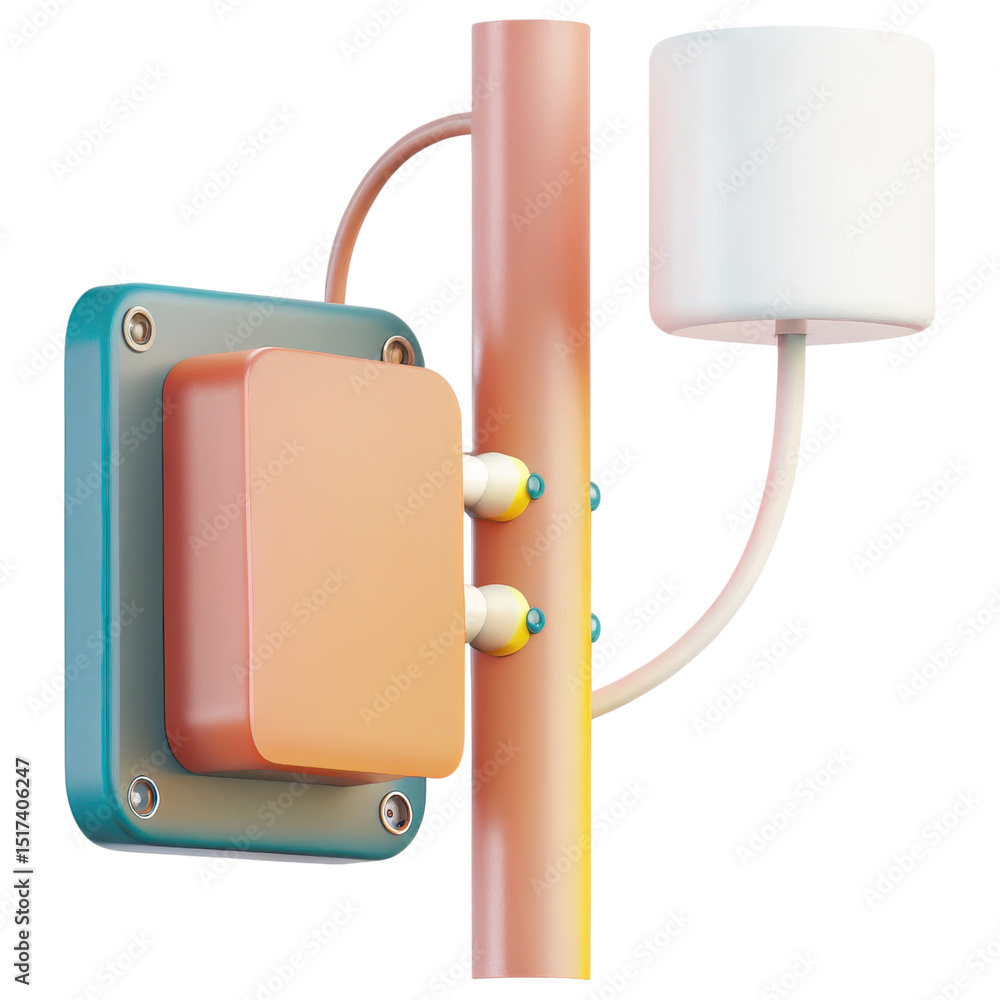 Poster wifi extender concept. sleek modern lamp with a unique design and colorful elements.