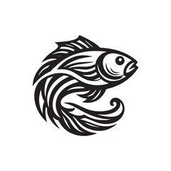 Naklejka premium fish logo, editable black and white vector