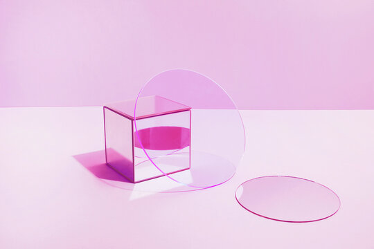 Modern abstract geometric still life image with material objects