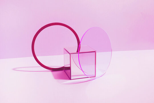 Modern abstract geometric still life image with material objects