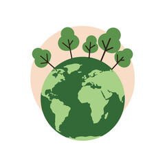 Green Earth Illustration with Trees, Environmental Theme