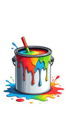 Vibrant Rainbow Paint Can Colorful Illustration of Paint Splashes and Drips