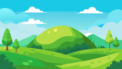 Obraz premium Serene Green Hills Landscape. Nature's Beauty
