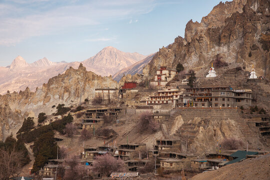 Bhraka Village and Bhraka Monastery in Manang.
