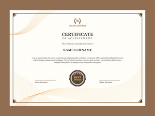 Clean and simple certificate of achievement template for company, diploma, graduate, college, university.