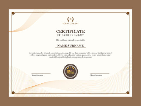 Clean and simple certificate of achievement template for company, diploma, graduate, college, university. - Powered by Adobe