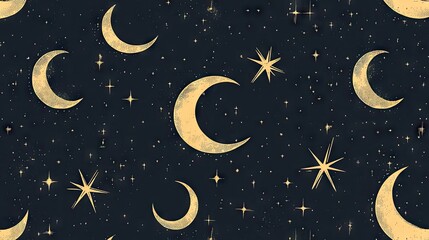 Fototapeta premium A celestial pattern of moons and stars.
