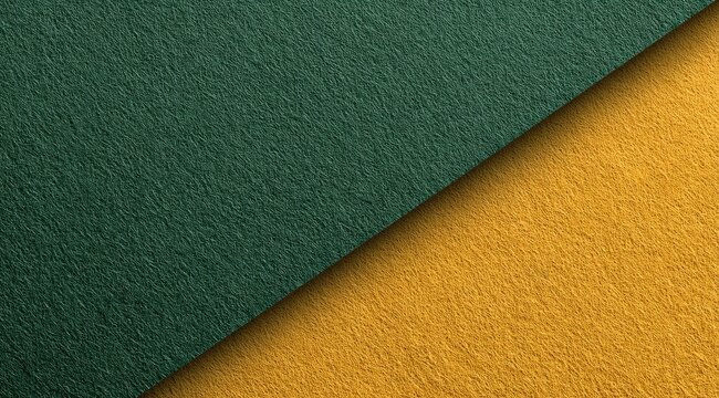 Close-up view of two textured surfaces, a deep teal green and a mustard yellow, meeting at a diagonal.  The texture appears slightly fuzzy