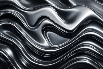 Real Chrome Metallic Texture with Abstract Reflective Waves – Futuristic Material Surface
