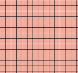 Geometric grid pattern with light coral squares and black  grid lines.