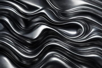 Real Chrome Metallic Texture with Abstract Reflective Waves – Futuristic Material Surface