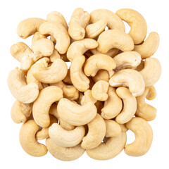 Close-up of a healthy brown heap of peanuts on a white background.