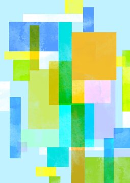 Abstract digital background with transparent squares and rectangles