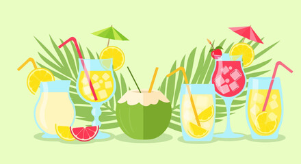 Tropical Cocktail Party: Refreshing Summer Drinks Illustration