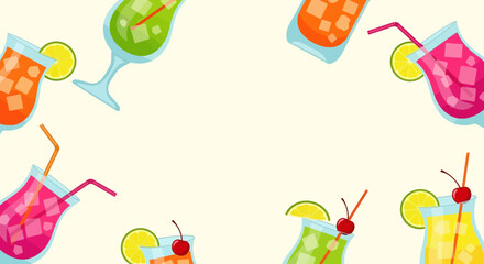 Cocktail Party Invitation Template: Colorful Drinks Illustration
