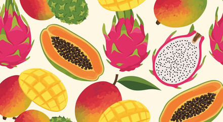 Tropical Fruit Fiesta: Vibrant Pattern of Exotic Delights
