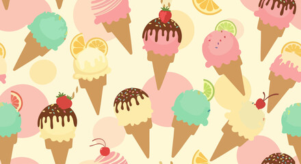 Sweet Treats: Ice Cream Cone Seamless Pattern