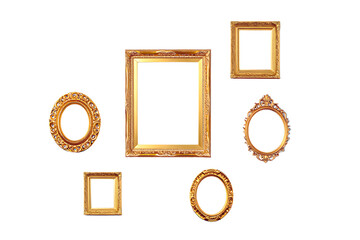 Elegant Gold Picture Frames Collection Various Shapes and Sizes for Home Decor, Gallery Wall, or Art Display