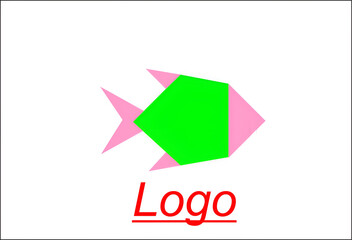 Geometric fish logo design isolated on white background