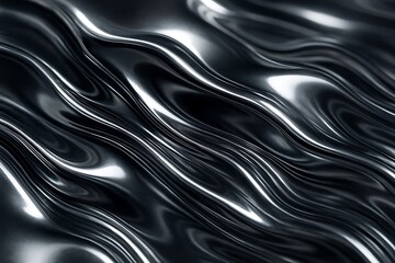 Real Chrome Metallic Texture with Abstract Reflective Waves – Futuristic Material Surface