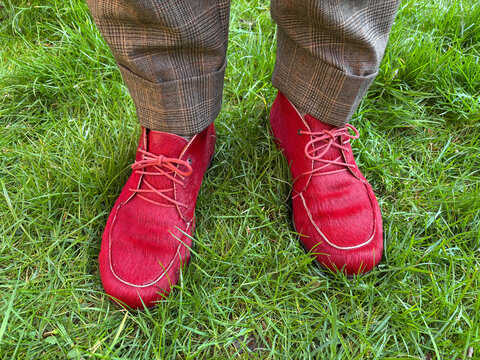 red shoes, green grass