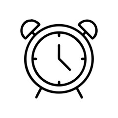 Alarm clock outline icon, isolated on white background