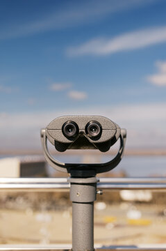 Fixed Binoculars with Blue Sky in Background