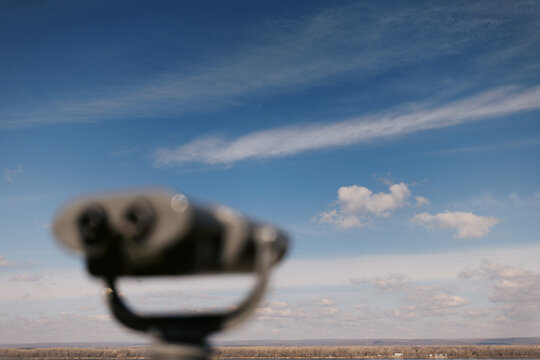 Fixed Binoculars with Blue Sky in Background