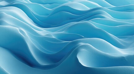 Fototapeta premium Abstract rendering of undulating, light-blue surfaces resembling flowing fabric or snowdrifts, creating a calming, serene atmosphere