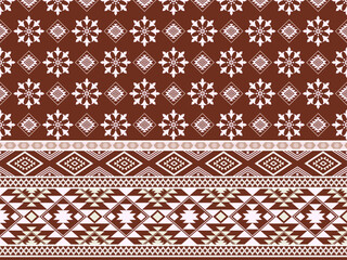 Abstract ethnic geometric pattern with traditional style. Seamless pattern. Red background. White pattern for wallpaper, wrapping, fashion, clothing. Vector illustration.