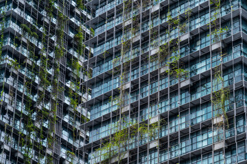 Sustainable residential buildings with hanging gardens